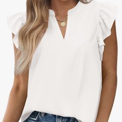 Ruffle Cap Sleeve Blouse